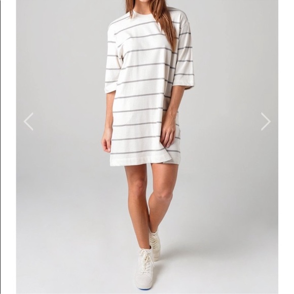 NWT ATM S WOMEN'S PLAITED JERSEY STRIPE DRESS - Picture 1 of 9